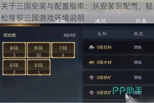 关于三国安装与配置指南:从安装到配置,轻松驾驭三国游戏环境说明
